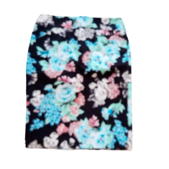 VINTAGE Blue Black Floral Skirt Suit Size Small - Picture 4 of 5